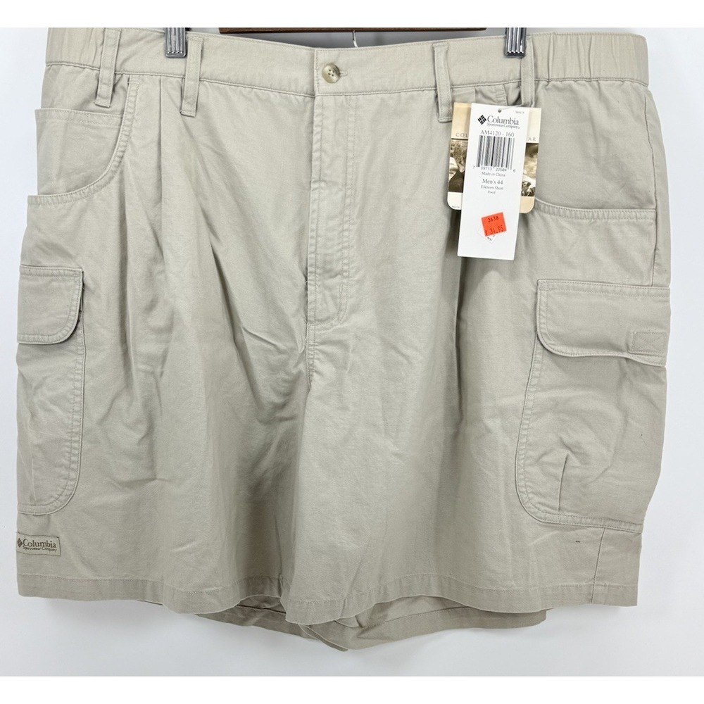 NEW Columbia 44 Mens Elkhorn Shorts Outdoor Cargo Flat Front Khaki Beige